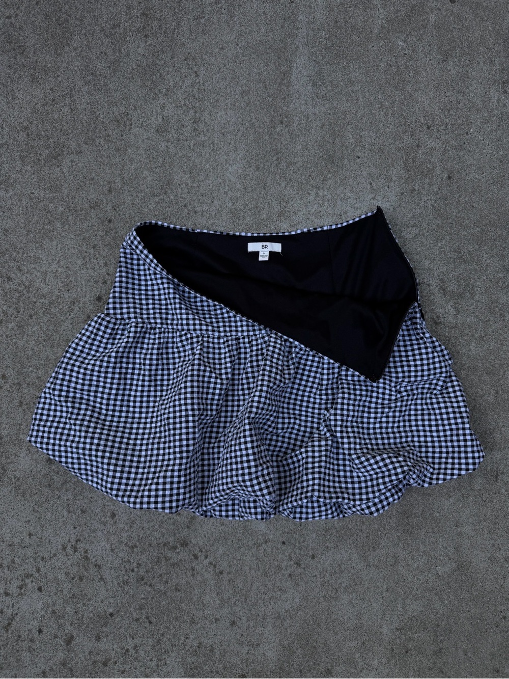 bp Black and White Gingham Ruffle Skater Skirt